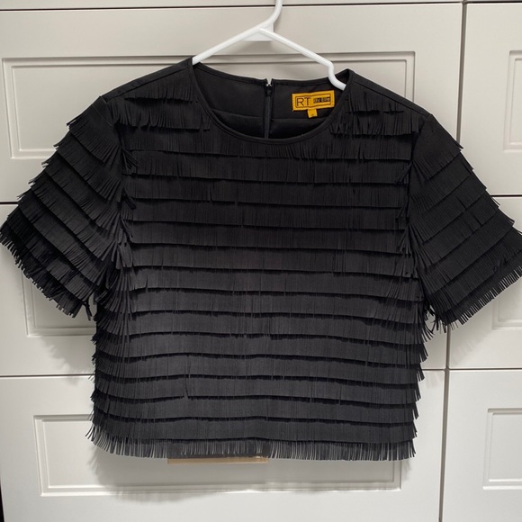 RT By Elle fringed black shirt size S - Picture 1 of 4